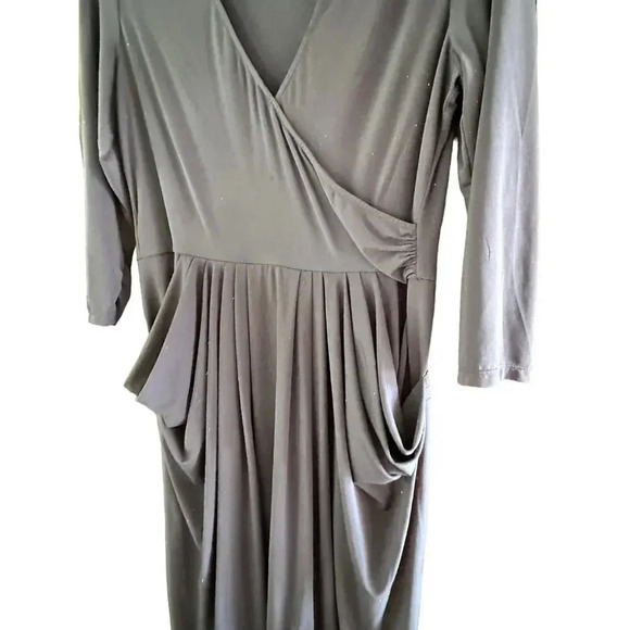 BCBGMAXAZRIA Women's black Long Sleeve Midi Ruffle Dress Size Large - Picture 4 of 8